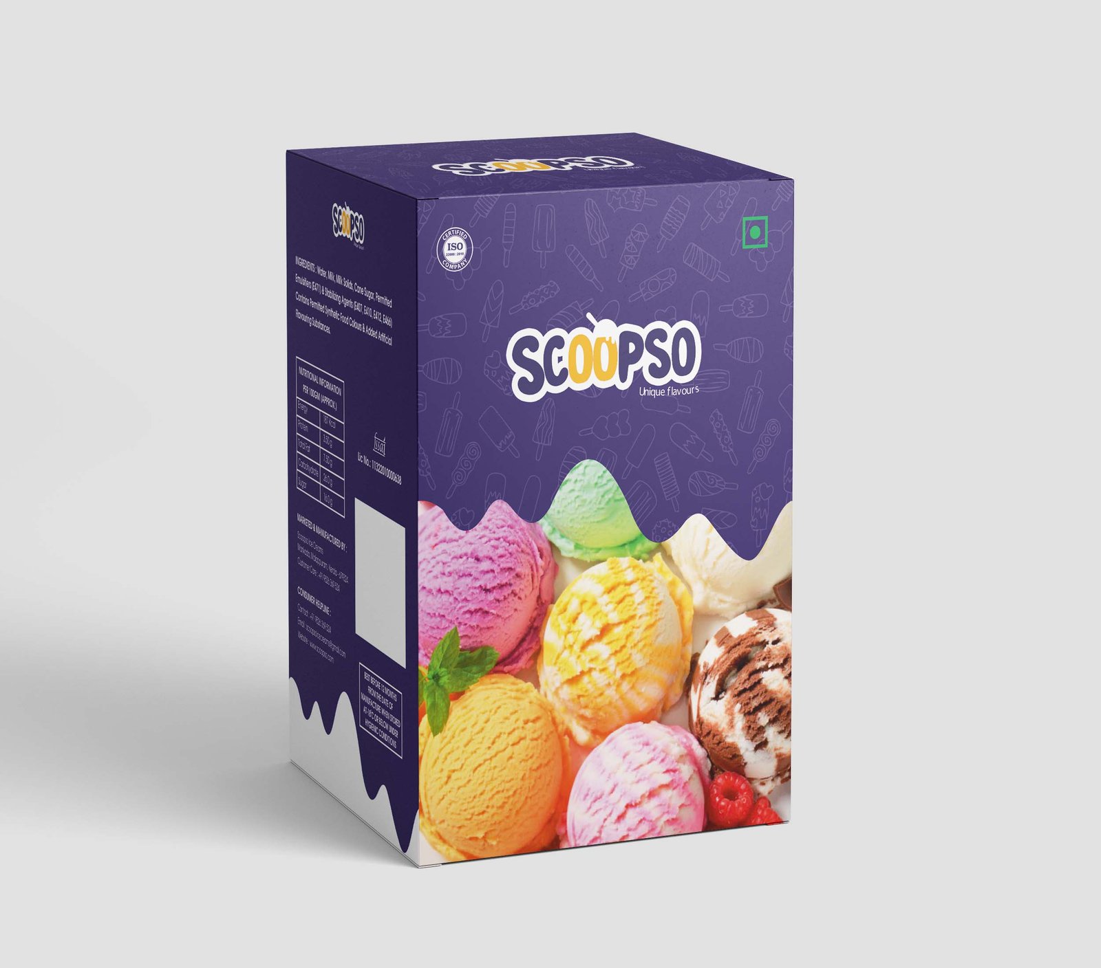 Scoopso Ice Cream Bulk Packs Printing Design