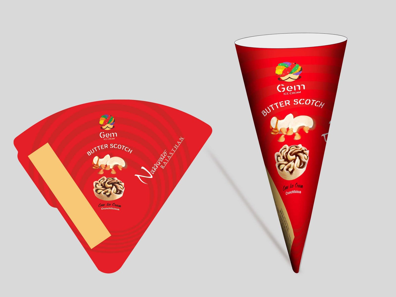 Gem Ice Cream Butterscotch Cone Sleeve Design