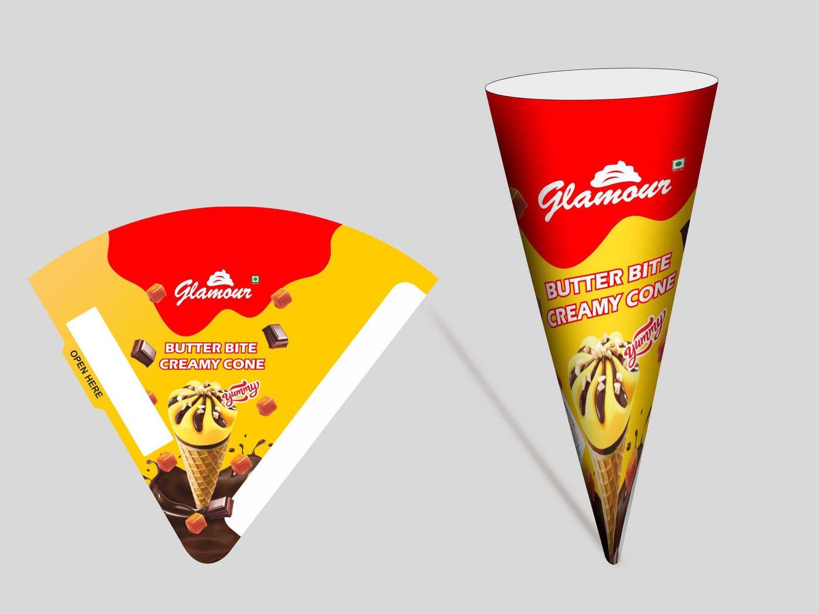 Glamour Butter Bite Creamy Cone Sleeve Printing Design