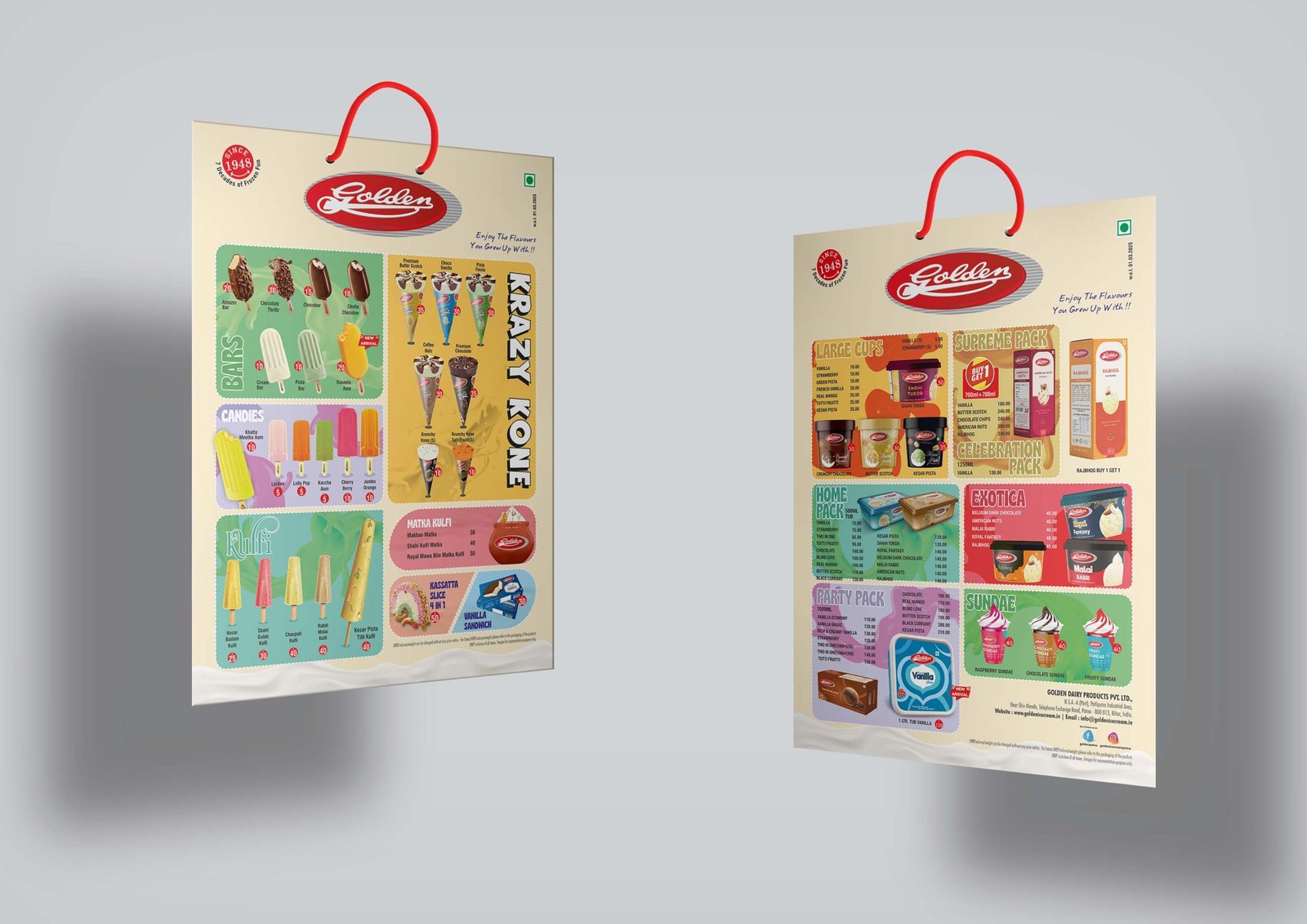 Golden Ice Cream Variety Charts Printing