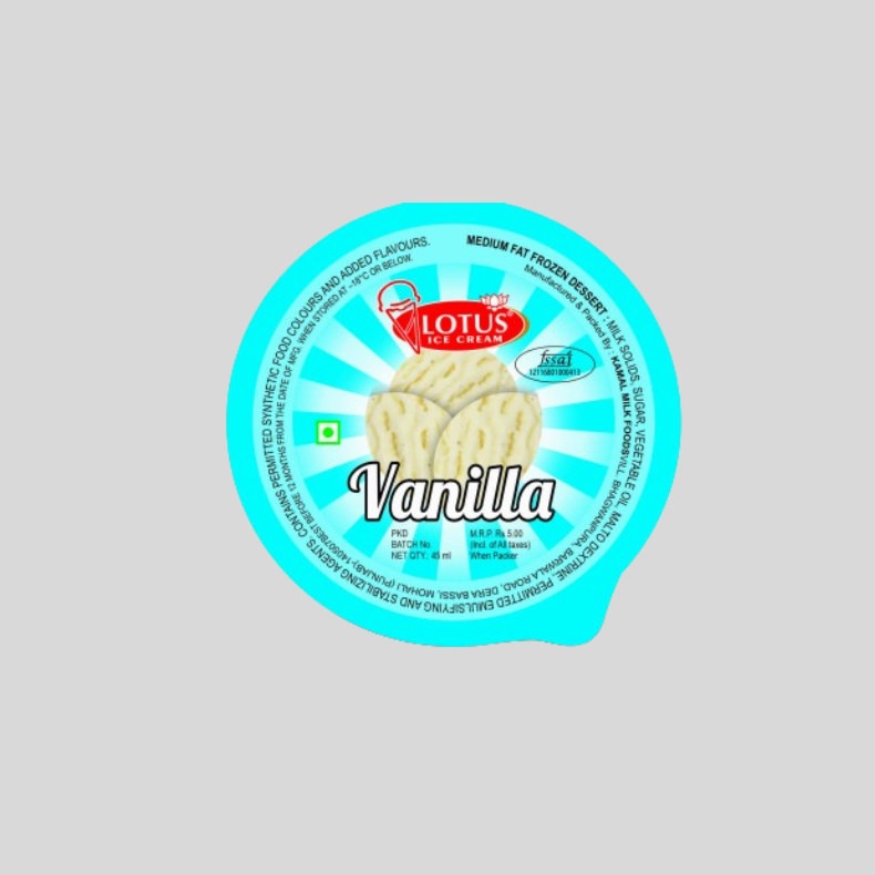 Vadilal Vanilla Cup Lids Manufacturer